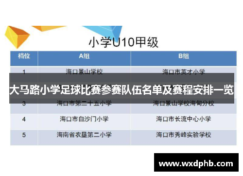 大马路小学足球比赛参赛队伍名单及赛程安排一览